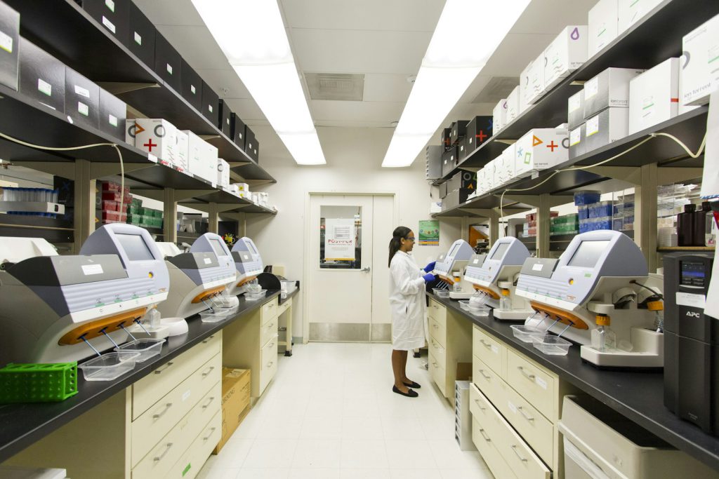 Research laboratory with analytical instruments
